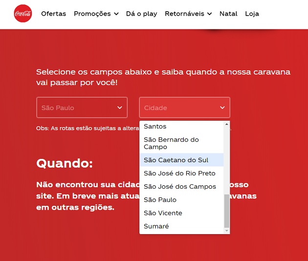 Caravana de Natal da Coca-Cola em SCS nesta terça tem NOVA ROTA Caravana de Natal da Coca-Cola em SCS nesta terça tem NOVA ROTA